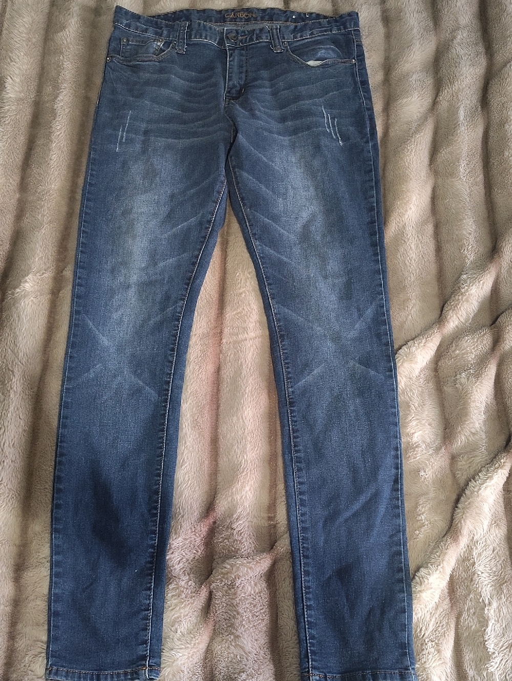 Dark Wash Slim Straight Jeans - Visible Waistband Logo Mens